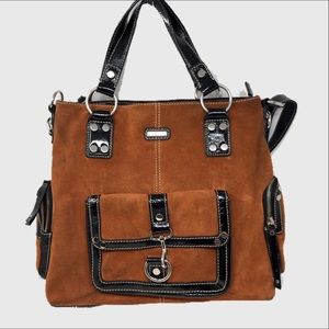 The Sak rust suede patent leather Convertible tote